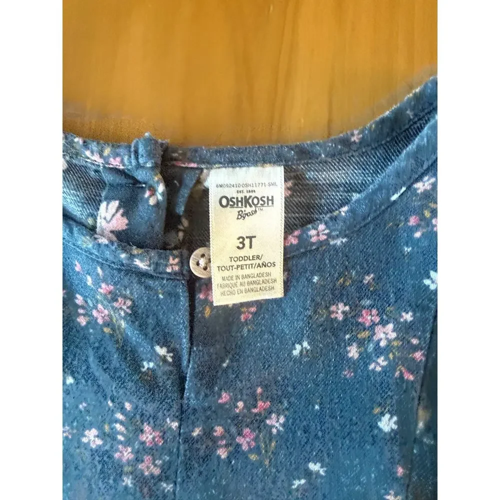 Lot of 3 Girls Dresses 2t 3t Chambray Gingham Floral